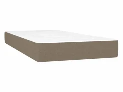 Clicnbuy Cama box spring con colchón LED tela gris taupe 90x190 cm