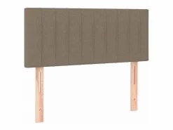 Clicnbuy Cama box spring con colchón LED tela gris taupe 90x190 cm