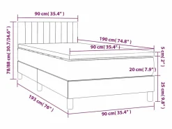 Clicnbuy Cama box spring con colchón LED tela gris taupe 90x190 cm