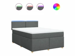 Cama box spring con colchón tela oscuro 160x200 cm Base De Cama De Láminas|Somier - 160X200Cm