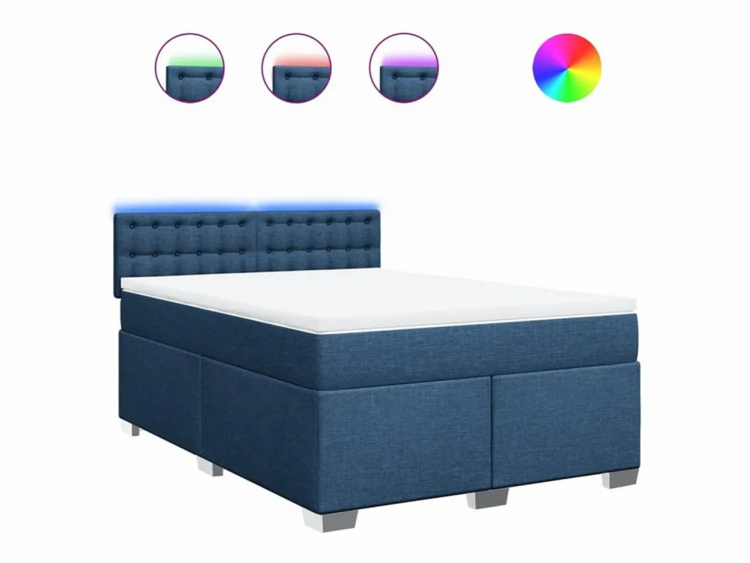 Clicnbuy Cama box spring con colchón tela 160x200 cm Azul