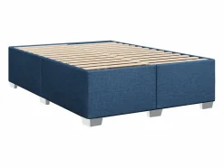 Clicnbuy Cama box spring con colchón tela 160x200 cm Azul