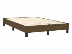 Clicnbuy Cama box spring con colchón y LED tela marrón oscuro 120x190 cm