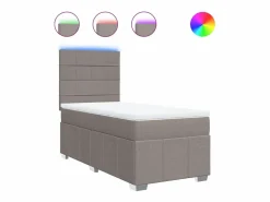 Clicnbuy Cama box spring con colchón tela gris taupe 90x190 cm