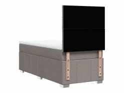 Clicnbuy Cama box spring con colchón tela gris taupe 90x190 cm