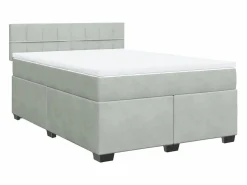 Clicnbuy Cama box spring con colchón terciopelo claro 160x200 cm
