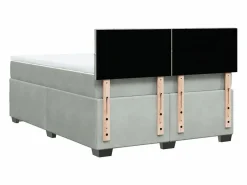 Clicnbuy Cama box spring con colchón terciopelo claro 160x200 cm