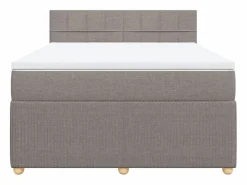Clicnbuy Cama box spring con colchón tela gris taupe 140x200 cm