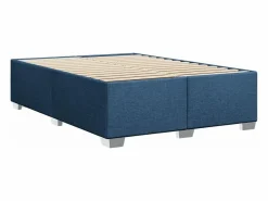Clicnbuy Cama box spring con colchón tela 160x200 cm Azul