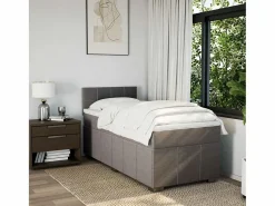 Sale Clicnbuy Cama box spring con colchón tela gris taupe 90x190 cm Topo