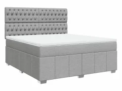 Online Cama box spring con colchón tela claro 180x200 cm Base De Cama De Láminas|Somier - 180X200Cm