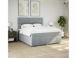 Online Cama box spring con colchón tela claro 180x200 cm Base De Cama De Láminas|Somier - 180X200Cm