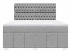 Online Cama box spring con colchón tela claro 180x200 cm Base De Cama De Láminas|Somier - 180X200Cm