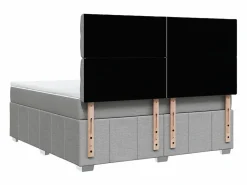 Online Cama box spring con colchón tela claro 180x200 cm Base De Cama De Láminas|Somier - 180X200Cm