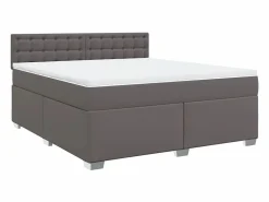 Clicnbuy Cama box spring con colchón cuero sintético 180x200 cm