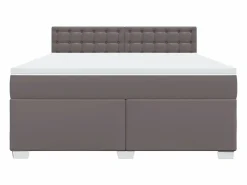 Clicnbuy Cama box spring con colchón cuero sintético 180x200 cm