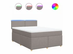 Hot Clicnbuy Cama box spring con colchón tela gris taupe 160x200 cm Topo