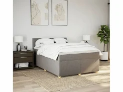 Hot Clicnbuy Cama box spring con colchón tela gris taupe 160x200 cm Topo