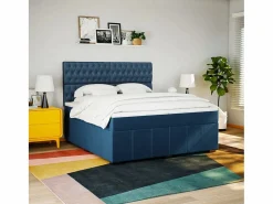 Best Clicnbuy Cama box spring con colchón tela 200x200 cm Azul