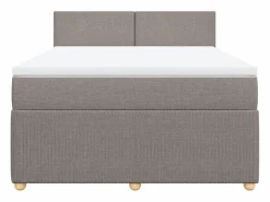 Clearance Cama box spring con colchón tela gris taupe 140x200 cm Base De Cama De Láminas