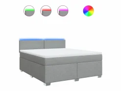 Clearance Cama box spring con colchón tela claro 180x200 cm Somier - 180X200Cm