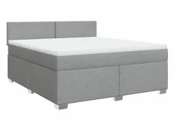 Clearance Cama box spring con colchón tela claro 180x200 cm Somier - 180X200Cm