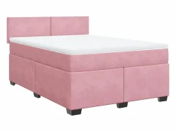 Clearance Clicnbuy Cama box spring con colchón terciopelo 160x200 cm Rosa