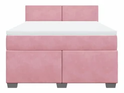 Clearance Clicnbuy Cama box spring con colchón terciopelo 160x200 cm Rosa