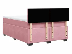 Clearance Clicnbuy Cama box spring con colchón terciopelo 160x200 cm Rosa