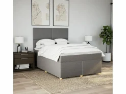 Clicnbuy Cama box spring con colchón tela gris taupe 160x200 cm