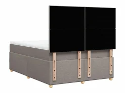 Clicnbuy Cama box spring con colchón tela gris taupe 160x200 cm