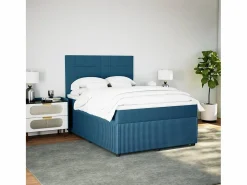 Best Clicnbuy Cama box spring con colchón terciopelo 140x200 cm Azul
