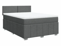 Clicnbuy Cama box spring con colchón tela oscuro 160x200 cm