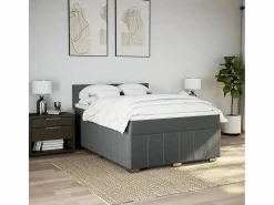 Clicnbuy Cama box spring con colchón tela oscuro 160x200 cm