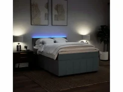 Clicnbuy Cama box spring con colchón tela oscuro 160x200 cm