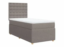 Online Cama box spring con colchón tela gris taupe 90x190 cm Base De Cama De Láminas