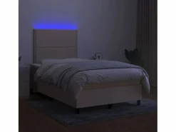 Best Clicnbuy Cama box spring con colchón y luces LED tela crema 120x190 cm