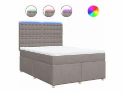 Hot Clicnbuy Cama box spring con colchón tela gris taupe 140x190 cm Topo