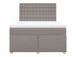 Hot Clicnbuy Cama box spring con colchón tela gris taupe 140x190 cm Topo