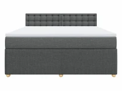 Clicnbuy Cama box spring con colchón tela oscuro 180x200 cm Gris