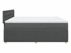 Clicnbuy Cama box spring con colchón tela oscuro 180x200 cm Gris