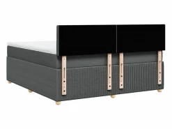 Clicnbuy Cama box spring con colchón tela oscuro 180x200 cm Gris