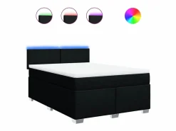 Best Clicnbuy Cama box spring con colchón tela 160x200 cm Negro