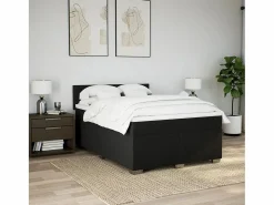 Best Clicnbuy Cama box spring con colchón tela 160x200 cm Negro