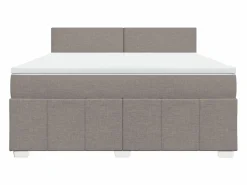 New Clicnbuy Cama box spring con colchón tela gris taupe 180x200 cm Topo