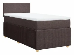Online Cama box spring con colchón tela marrón oscuro 90x190 cm Somier - 90X190Cm