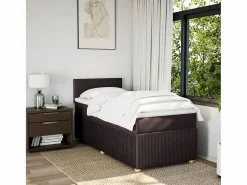 Online Cama box spring con colchón tela marrón oscuro 90x190 cm Somier - 90X190Cm