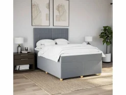Online Cama box spring con colchón tela claro 160x200 cm Somier - 160X200Cm