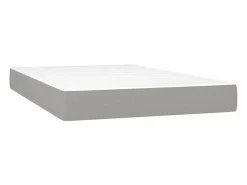 Discount Cama box spring con colchón y LED tela gris claro 120x190 cm Somier Tapizado