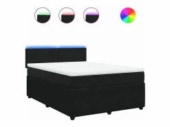 Discount Clicnbuy Cama box spring con colchón terciopelo 140x190 cm Negro